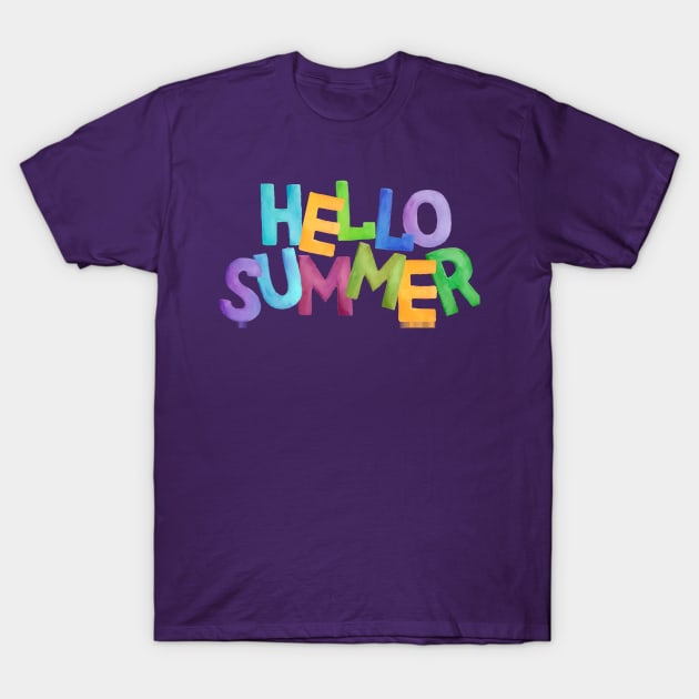 Watercolor quote HELLO SUMMER T-Shirt by RubyCollection